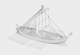 NOVILARA - Picenski i Liburnski brod VI st. prije Krista 69cm 1:35 <br /> Model je rekonstruiran, komplet je nadograđen