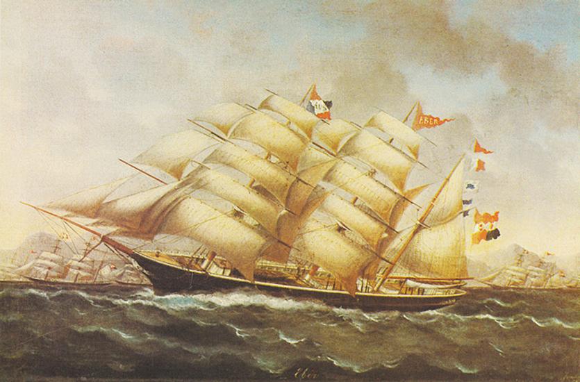 Telling the Story_Barque Eber, built in 1870, 775 tons. Shipowner:  Pelješac Maritime Society in Orebić. Commander and captain Merčević